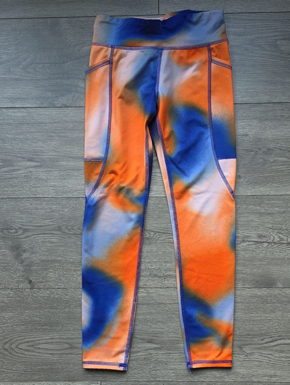 3/$6 Athletic Works Orange and Blue Tie-Dye Girls' Leggings
